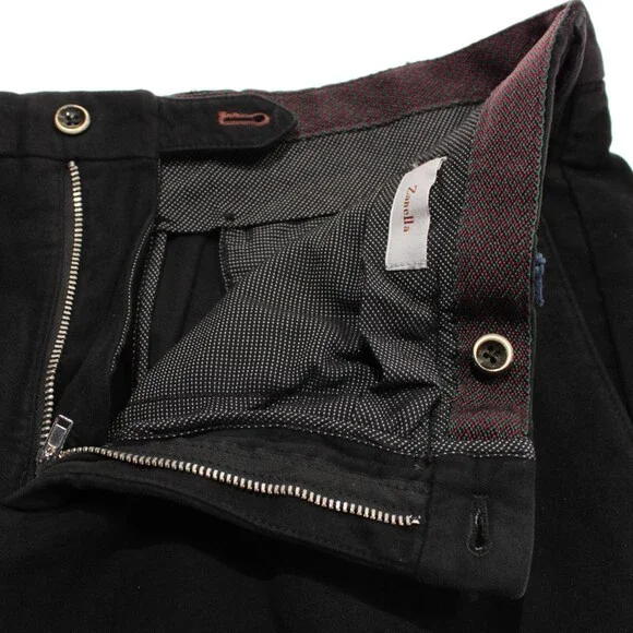 Zanella NWT Chinos / Casual Pants Size 36 US Parker In Solid Black Cotton Blend